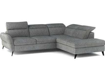 Coltar extensibil ALESSIO cu lada pentru depozitare, tetiere reglabile, gri 250x190cm