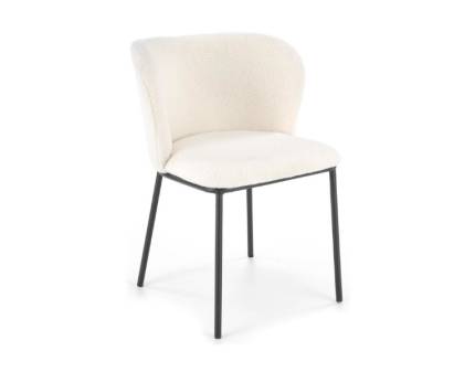 Scaun tapitat K518 material plusat beige 45x47xH75cm, picioare negre