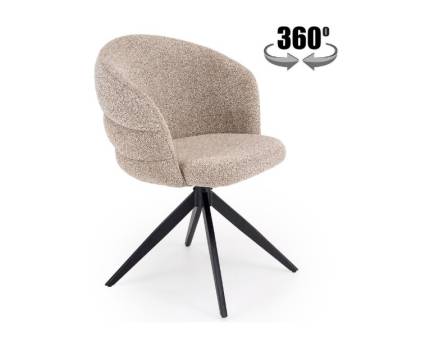 Scaun tapitat K604 rotativ, material textil beige 65x62xH85cm, picioare negre