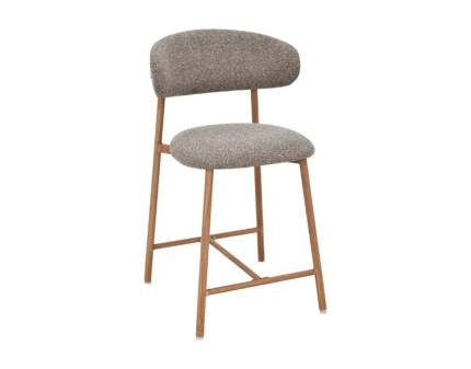 Scaun tapitat pentru bar ELTON H-2 material textil cappuccino 53x52xH91cm, picioare stejr
