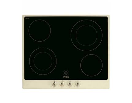 Plita incorporabila vitroceramica retro Smeg Colonial P864PO, 60 cm, rama crem, butoane alama