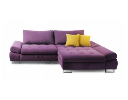 Coltar extensibil GREY catifea crem, cu lada pentru depozitare, cotiere reglabile, crem 254x168cm
