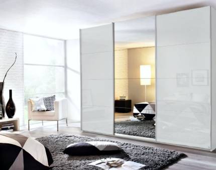 Dulap alb alpin/alb lucios-oglinda 271x229x62cm KULMBACH