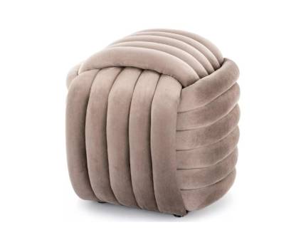Taburet BRUNI VELVET cu design cozy, catifea bej 45x45xH42cm