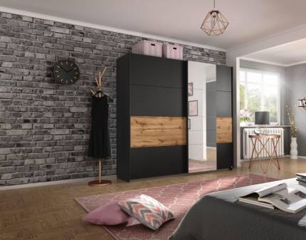 Dulap gri metalic /stejar 226x210x62cm BOSTON EXTRA