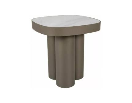 Masuta STELLA C din ceramica Spaniola Nature Cloud alb lucios, metal cupru 48x48xH50cm