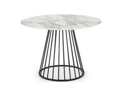 Masa BRODWAY din MDF furniruit cu efect de marmura alba, otel vopsit negru 110xH75cm