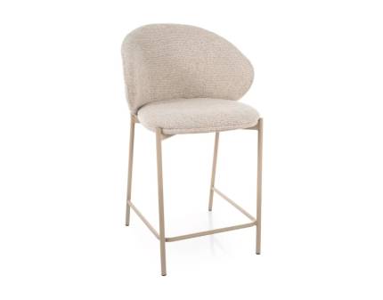 Scaun tapitat pentru bar KIOTO H-2 material textil light beige 54x56xH90cm, picioare casmir 