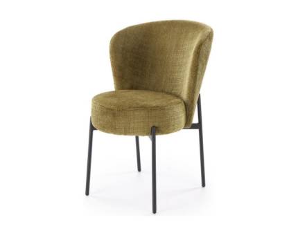 Scaun tapitat K590 material textil-plusat olive 55x66xH80cm, picioare negre 