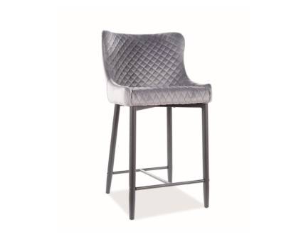 Scaun tapitat pentru bar COLIN B VELVET H-2 catifea grey 48x55xH88cm, picioare negre