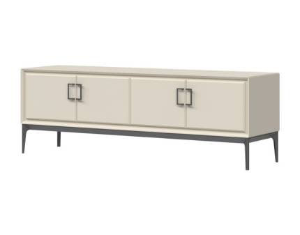 Comoda TV cu 4 usi REGENT 172x58x46cm pepper white, manere si picioare antracit