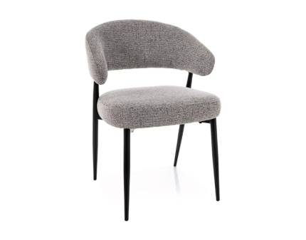 Scaun tapitat LUCIO NOELLE cu arcuri material textil grey 55x56xH80cm, picioare si cadru negru 