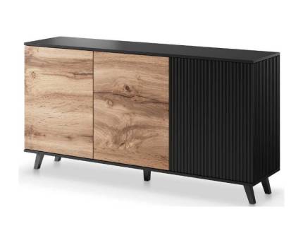 Comoda cu 3 usi KM-1 RANDOM 160x82x40cm stejar/ negru