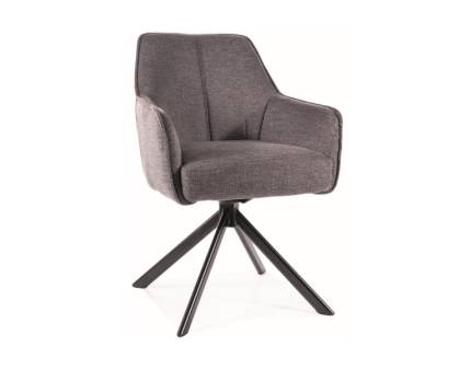 Scaun tapitat NOTTI BREGO rotativ, material textil dark grey 55x62xH83cm, picioare negre