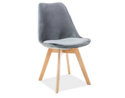 Scaun tapitat DIOR VELVET I design scandinav, catifea grey 52x48xH86cm, picioare fag
