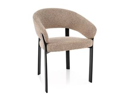 Scaun tapitat NAGOJA material textil beige 56x60xH80cm, picioare si cadru negru