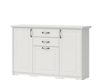 Comoda cu 3 usi si 2 sertare EVERGREEN 159x102x49cm ivory/ pin polar