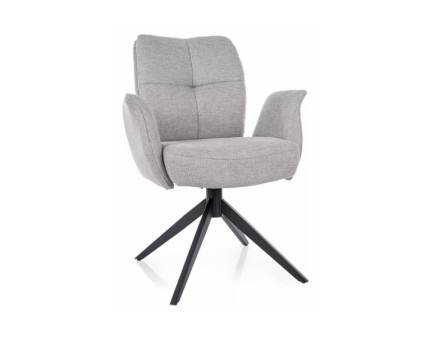 Scaun tapitat WING rotativ, material textil light grey 60x65xH90cm, picioare negre 