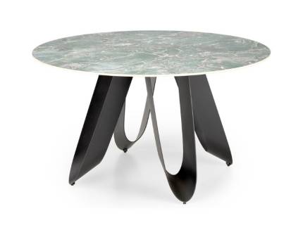 Masa GIOVANI din otel siterizat cu efect de marmura verde, otel vopsit negru 135xH76cm