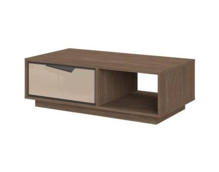 Masuta de cafea cu 1 sertar 87x86x36cm Lincoln Walnut/ Mokka HG lucios 