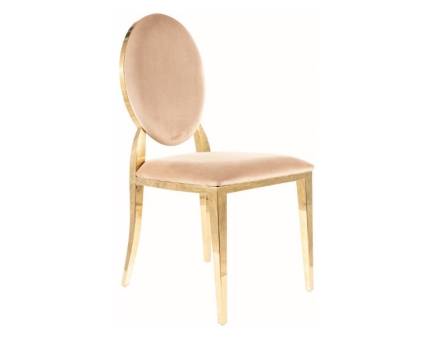Scaun tapitat KING VELVET luxury, catifea beige 47x58xH95cm, picioare aurii