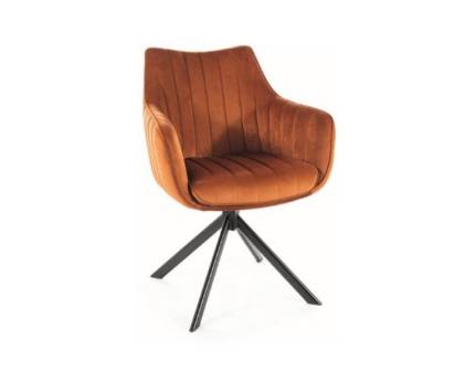 Scaun tapitat AZALIA VELVET rotativ, catifea cinnamon 61x58xH86cm, picioare negre