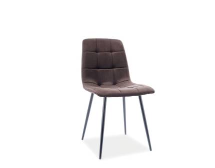 Scaun tapitat MILA VELVET catifea brown 45x53xH86cm, picioare negre