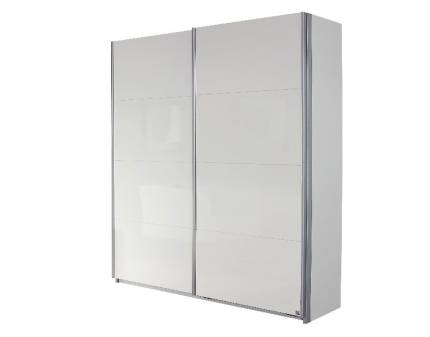 Dulap cu usi glisante MINOSA PLUS cu polite 181x197x48cm alb alpin/ alb lucios, maner aluminiu