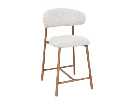 Scaun tapitat pentru bar ELTON H-2 material textil light beige 53x52xH91cm, picioare stejar