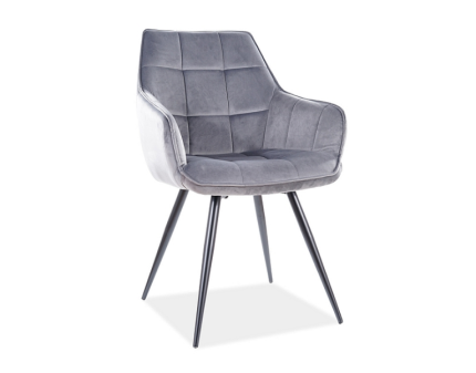 Scaun tapitat LILIA VELVET catifea grey 59x61xH90cm, picioare negre