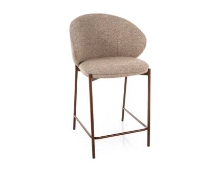 Scaun tapitat pentru bar KIOTO H-2 material textil beige 54x56xH90cm, picioare nut 