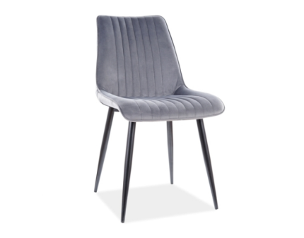 Scaun tapitat KIM VELVET catifea grey 47x60xH88cm, picioare negre