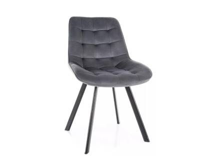 Scaun tapitat MONTI VELVET rotativ, catifea grey 51x60xH88cm, picioare negre