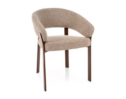 Scaun tapitat NAGOJA D material textil dark beige 56x60xH80cm, picioare si cadru nuanta lemnului nuc