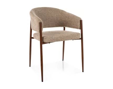 Scaun tapitat AKITA material textil cappuccino 56x62xH78cm, picioare si cadru nut 