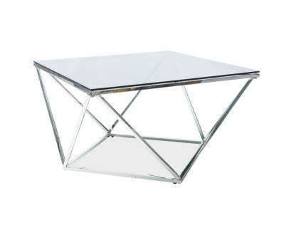 Masuta SILVER A din sticla securizata termorezistenta fumurie, metal crom 80x80xH45cm