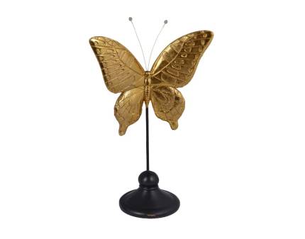 Decoratiune fluture auriu 19x11x32cm
