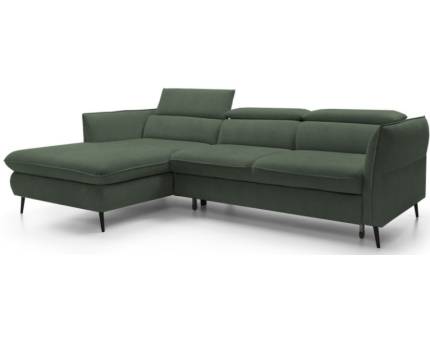Coltar extensibil MANGO X cu lada pentru depozitare, tetiere reglabile, crem/ verde smarald 260-286x176cm