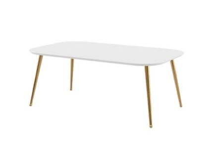 Masuta GALET 110x65x42cm alb mat, picioare aurii