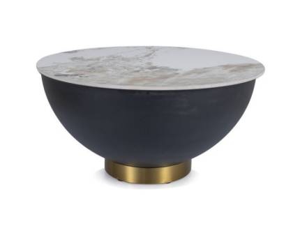 Masuta CYPRUS A din ceramica cu efect de marmura alba, metal negru + auriu 73xH37cm