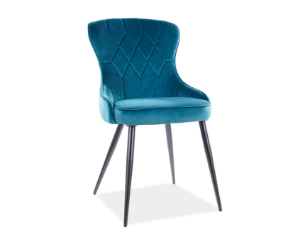 Scaun tapitat LOTUS VELVET catifea turcoise 52x61xH91cm, picioare negre